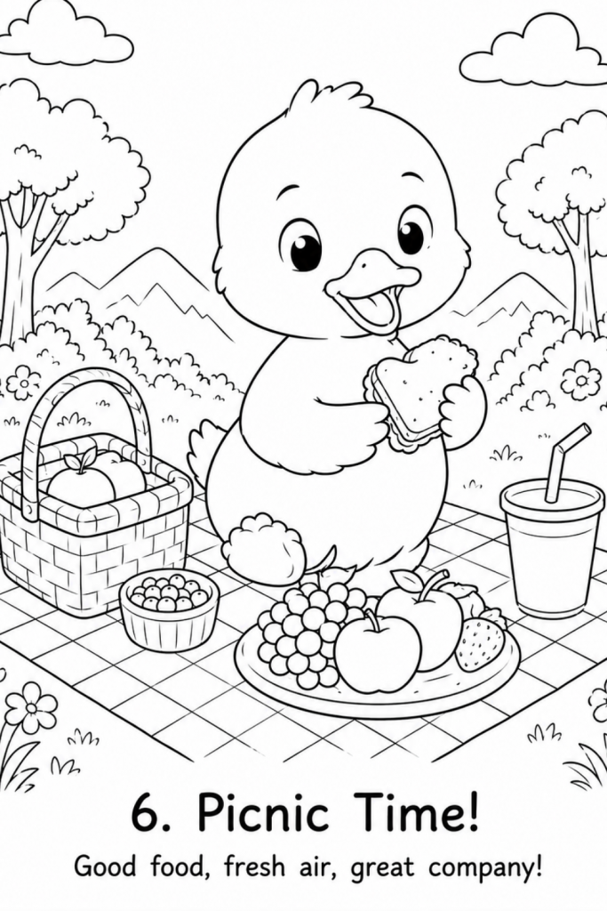 Duck colouring page