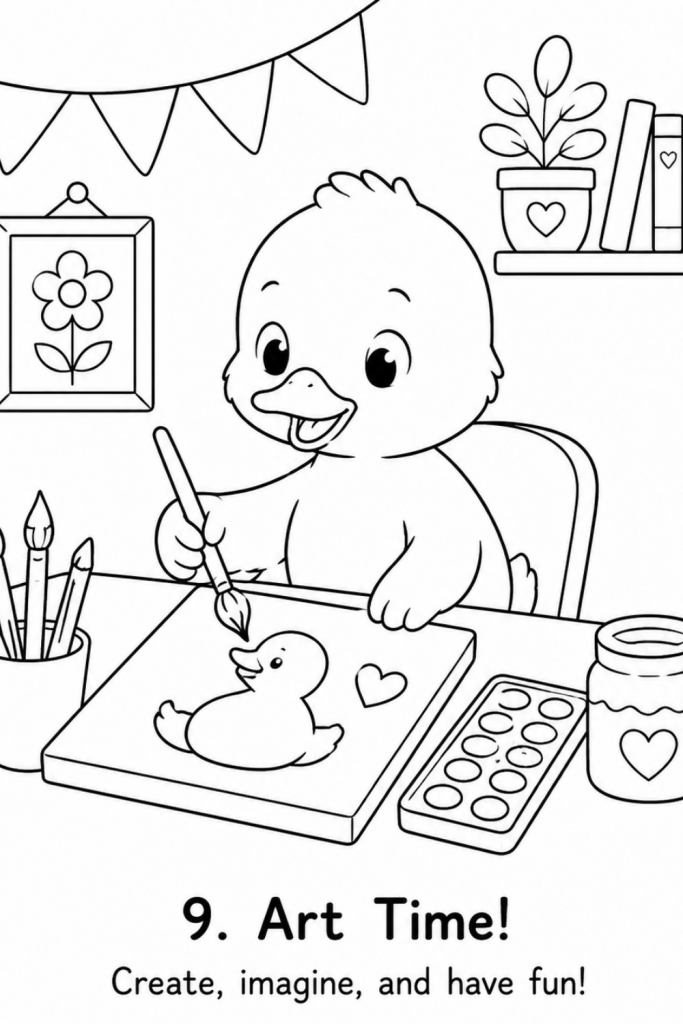 Duck colouring picture