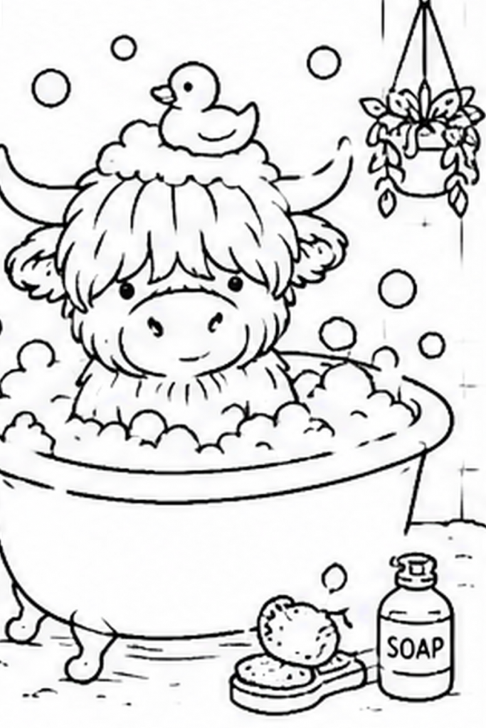Highland Cow colouring book