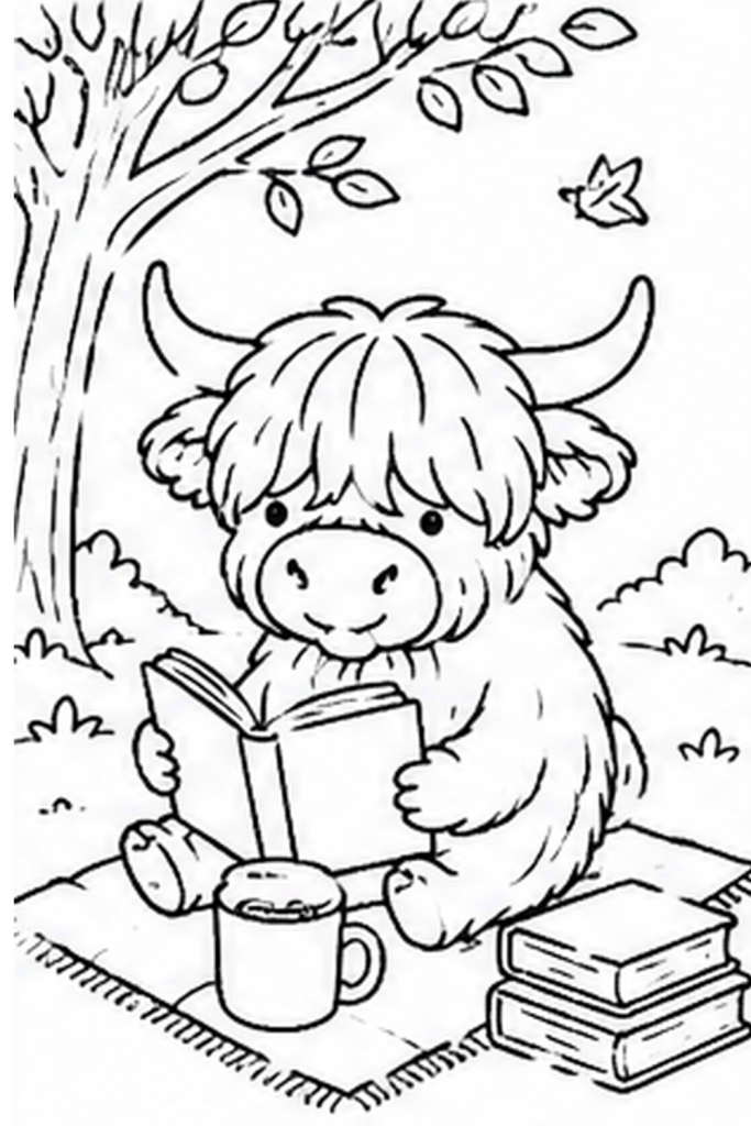 Highland Cow colouring page (2)