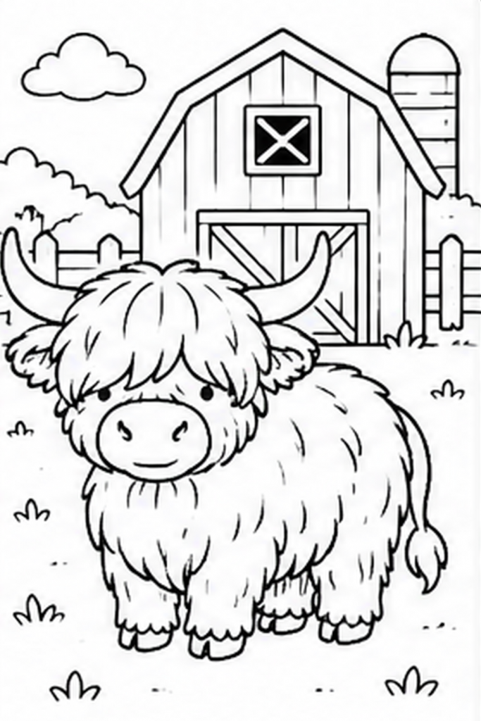 Highland Cow colouring picture