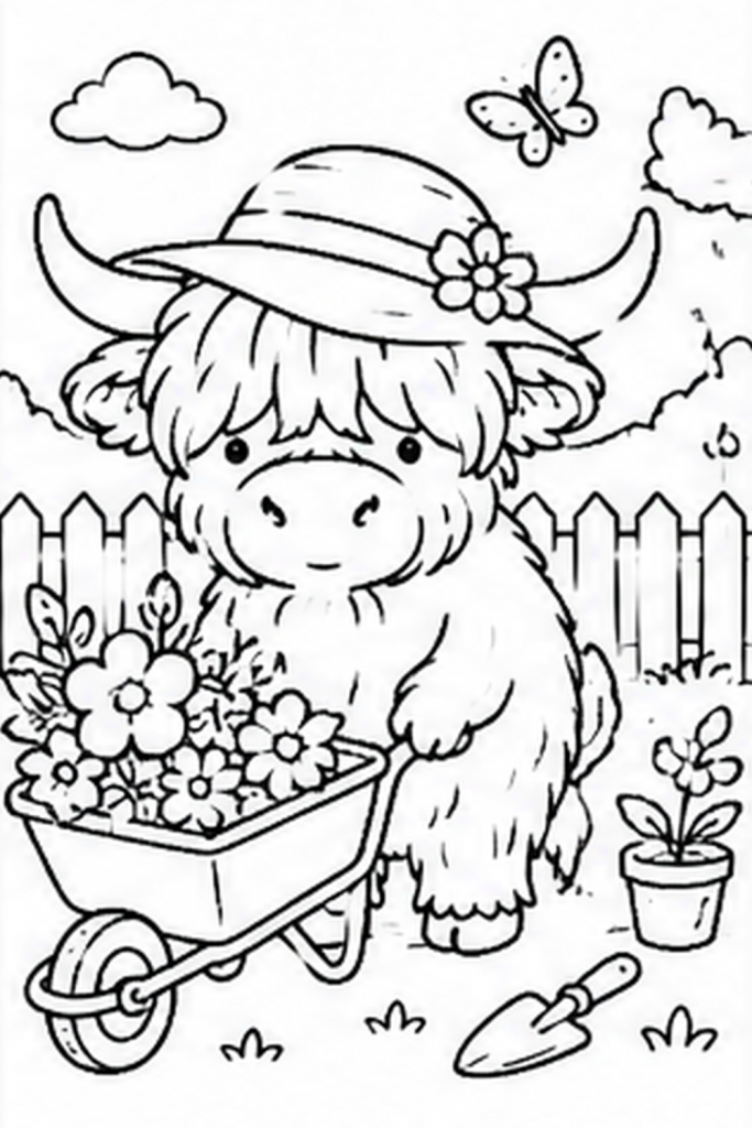 Highland Cow colouring sheet