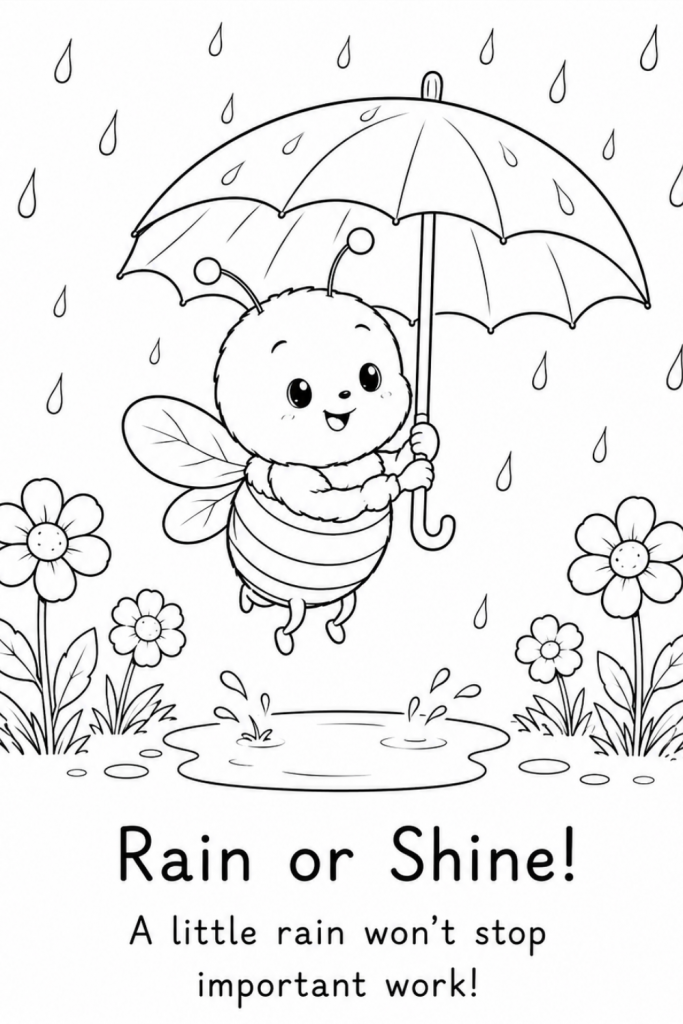 bee colouring in pages