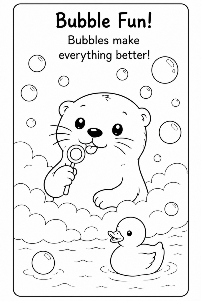 otter colouring pages bubble bath otter