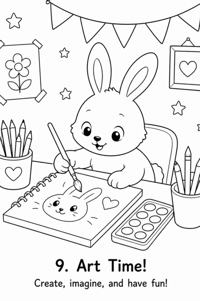 bunny colouring picture