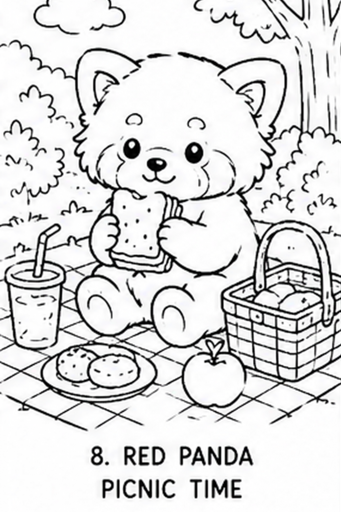 colouring page red panda
