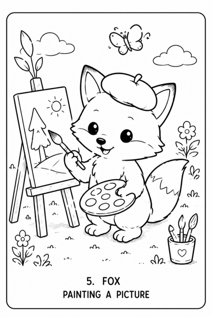 fox colouring pages colouring pages kids summer (5)