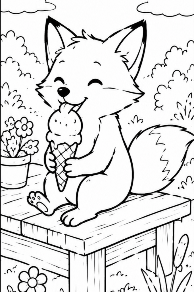 fox colouring pages colouring pages kids summer (7)