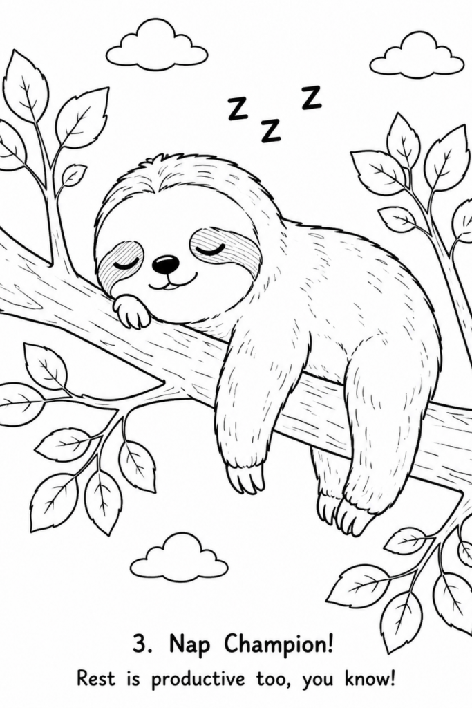 colouring pages of sloth