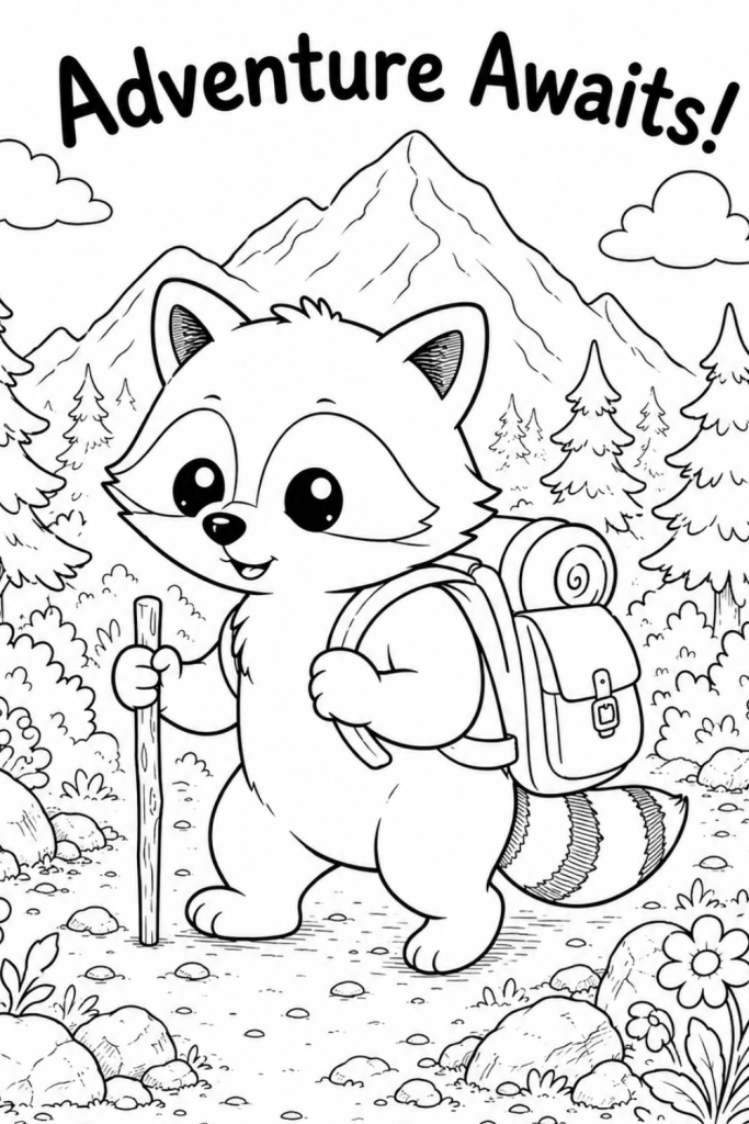 cute racoon colouring pages