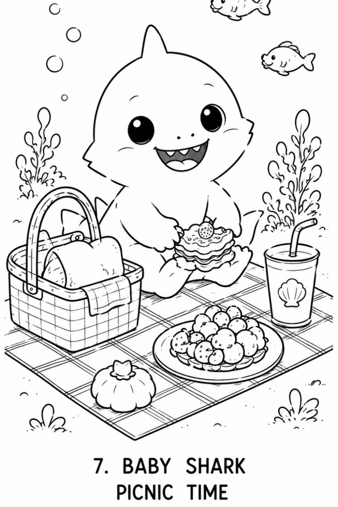 cute shark colouring pages