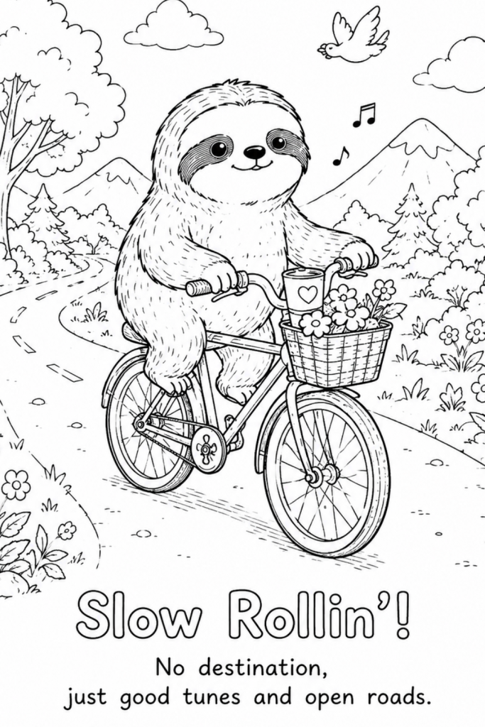 cute sloth colouring pages