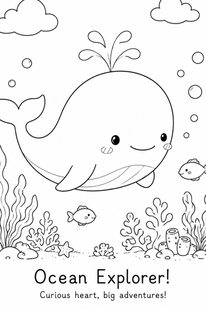 cute whale colouring pages