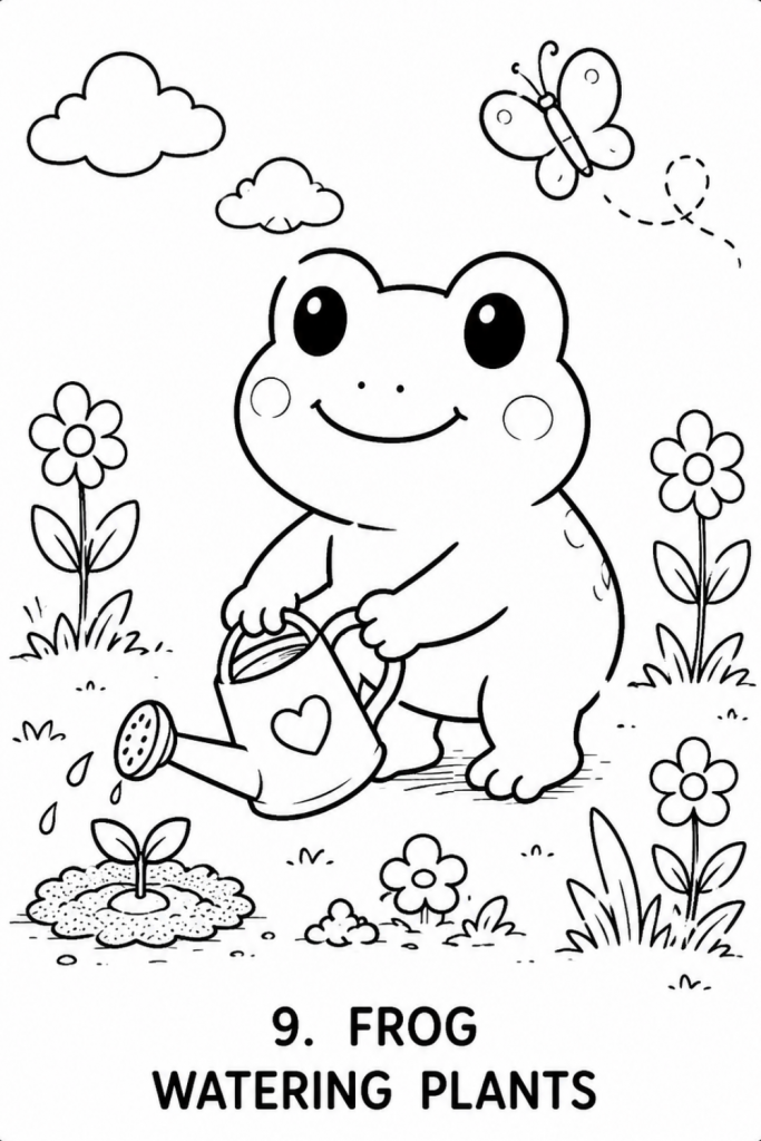 frog colouring worksheet