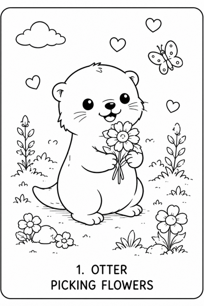 otter colouring pages gardening otter