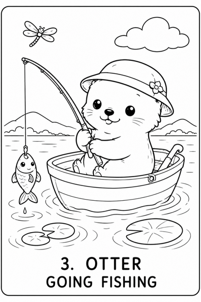 otter colouring pages gone fishing otter