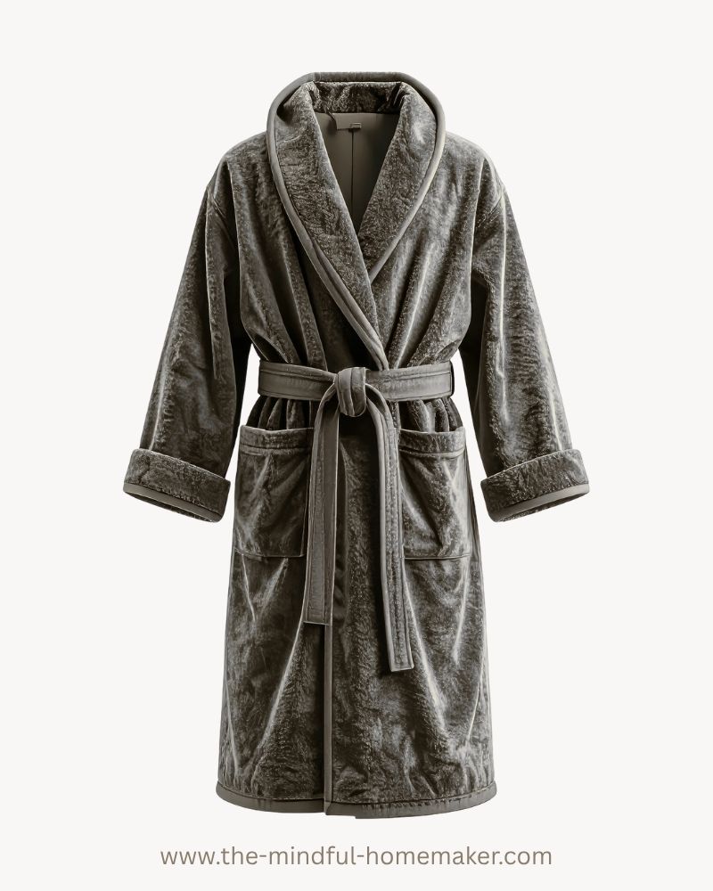 gray bathrobe