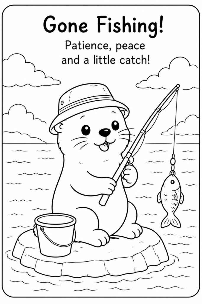 otter colouring pages happy otter