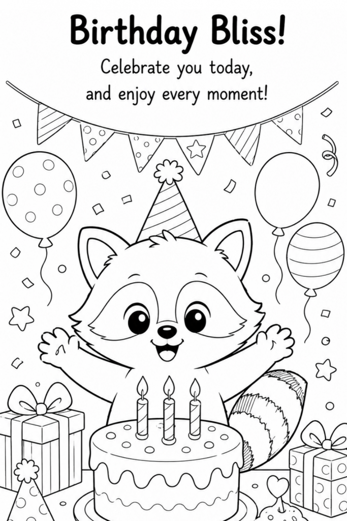 racoon colouring book