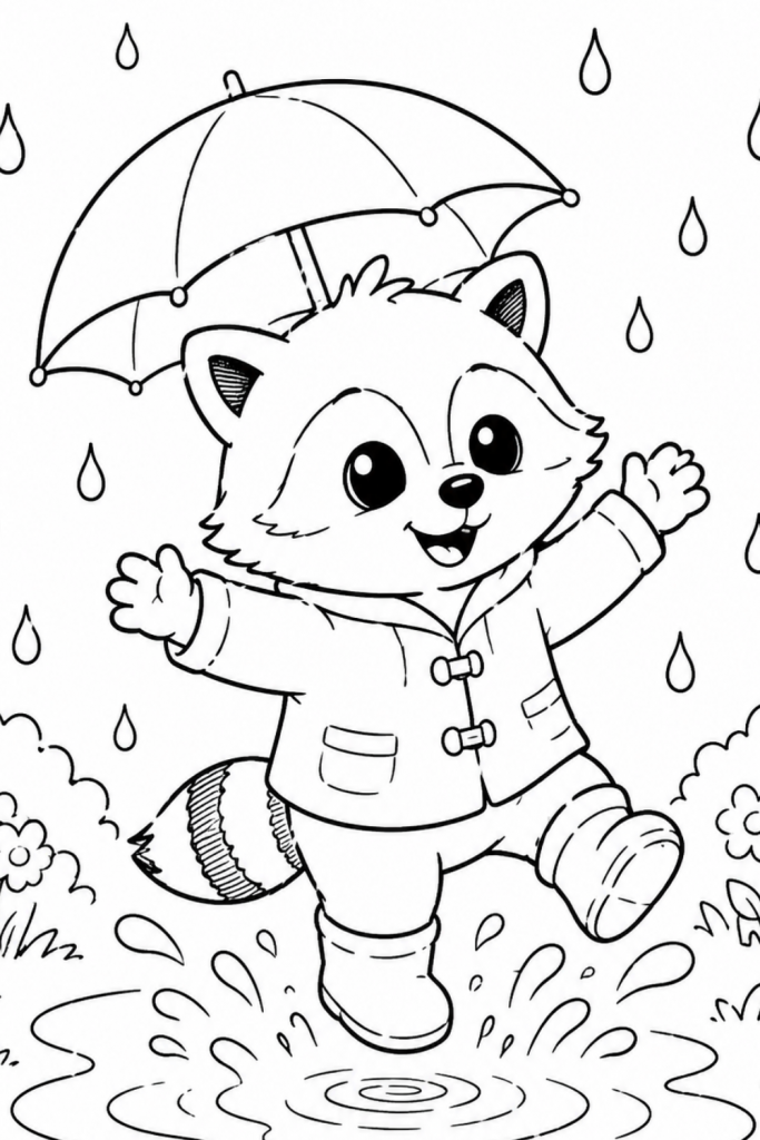 racoon colouring image