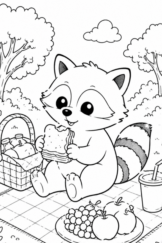 racoon colouring page (2)