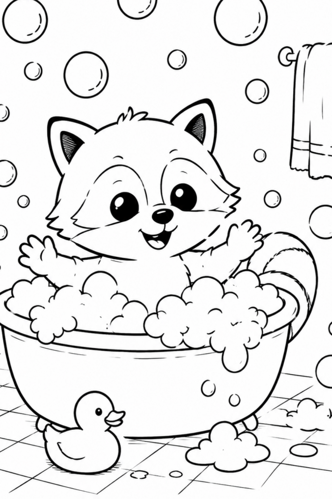 racoon colouring page