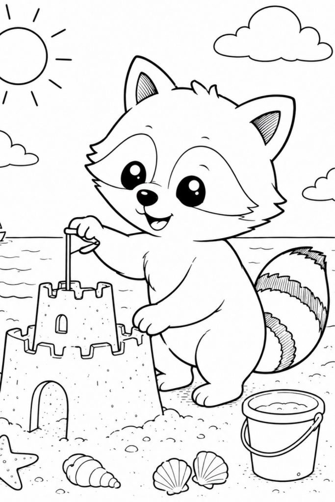 racoon colouring pages