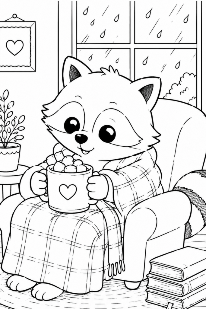 racoon colouring pages for kids