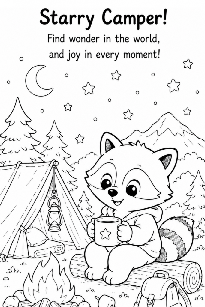 racoon colouring worksheet