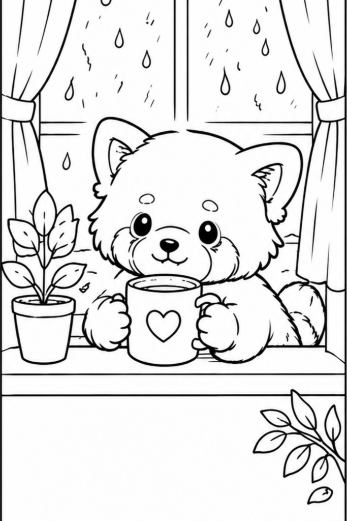 red panda colouring book