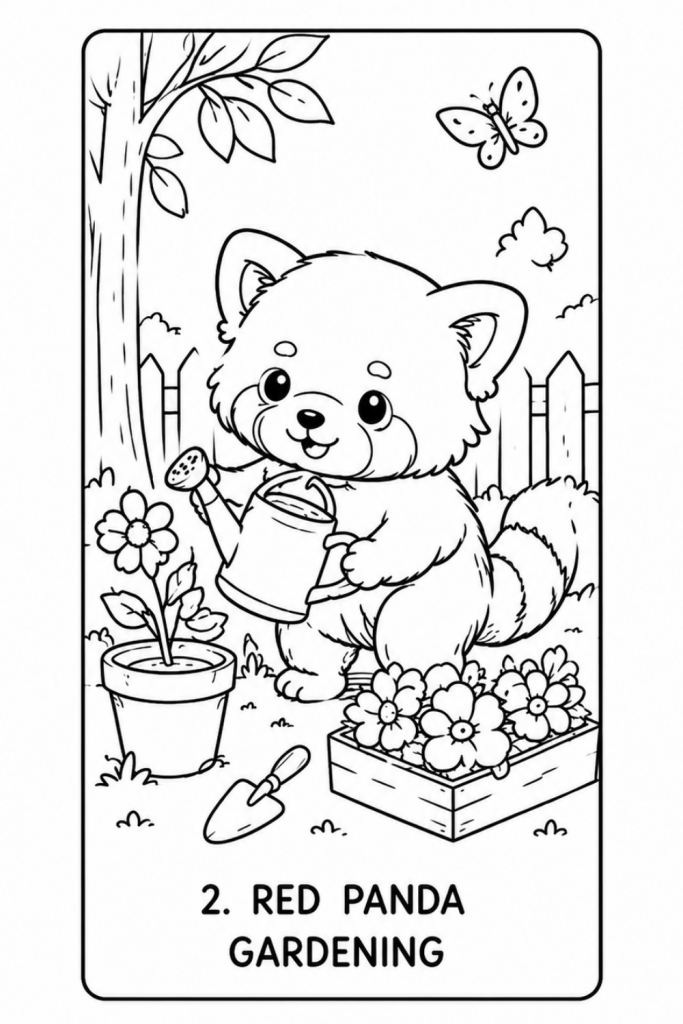 red panda colouring image