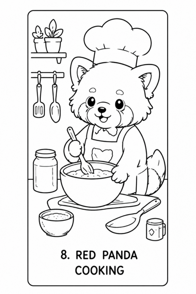 red panda colouring page (2)