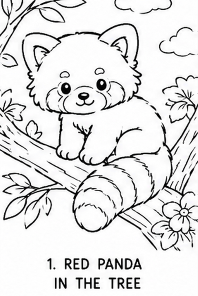 red panda colouring page (3)