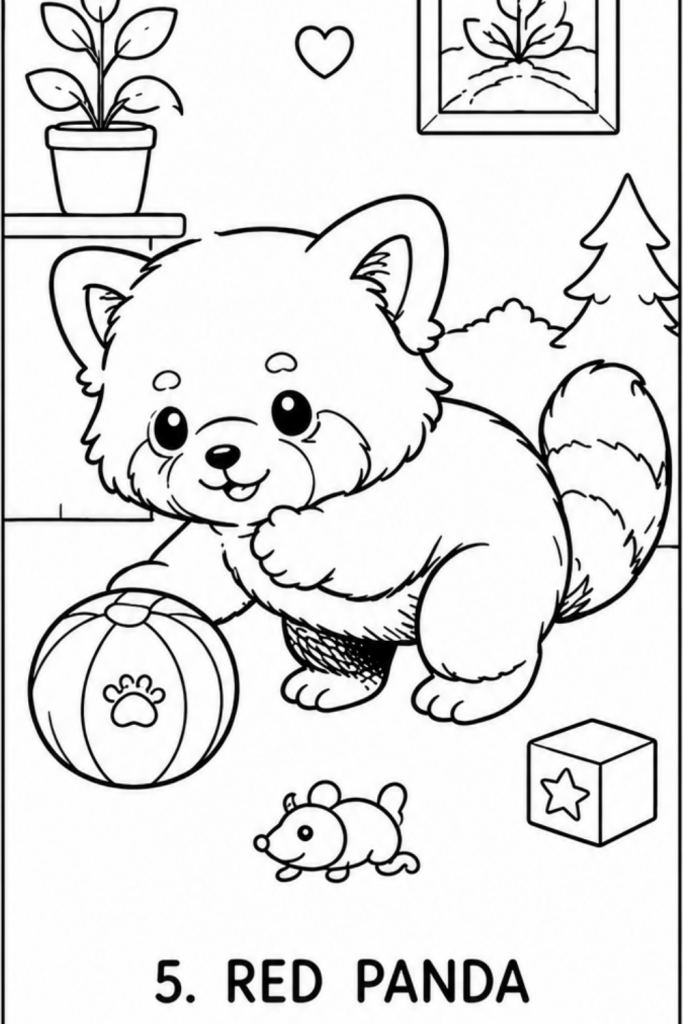 red panda colouring page