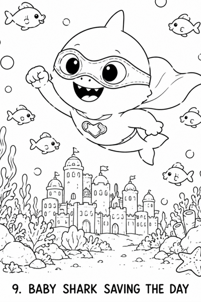 shark colouring pages in