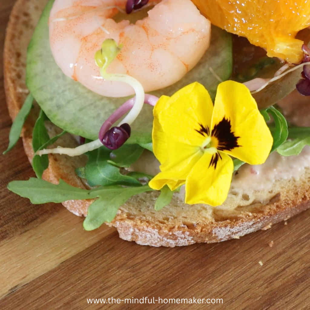 Citrus shrimp open sandwich shrimp sandwich sauce
