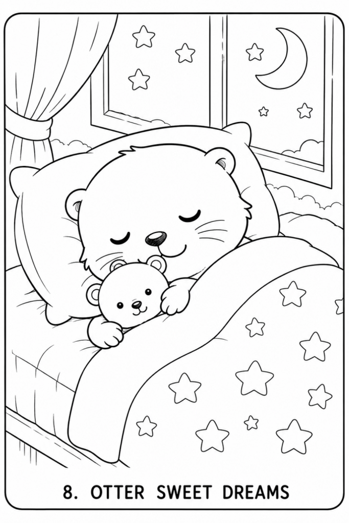 otter colouring pages sleeping otter