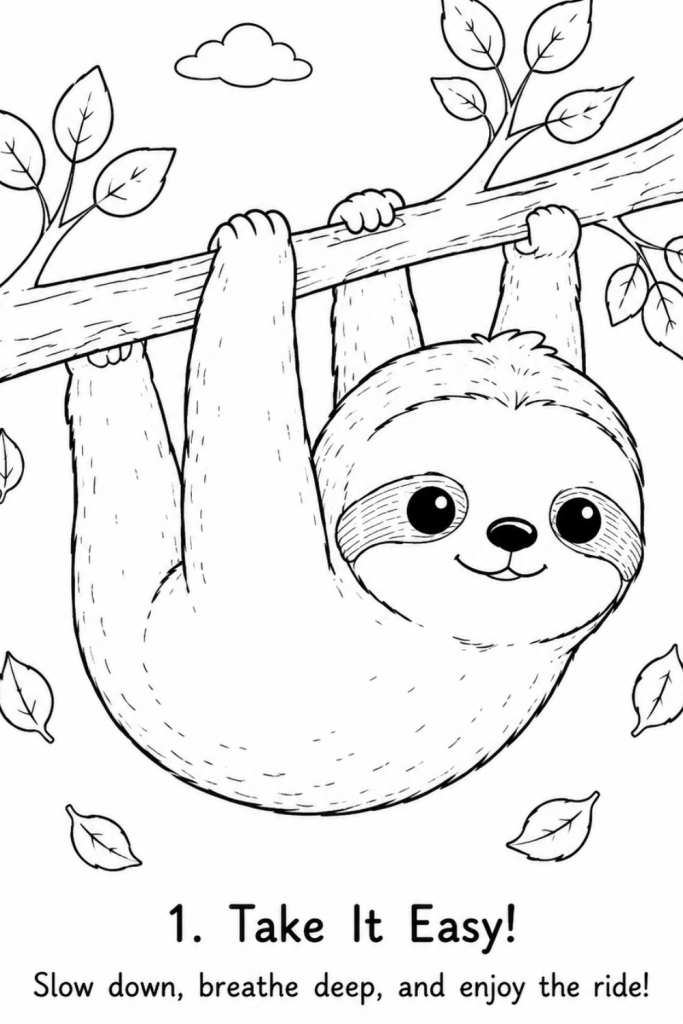 sloth colouring book