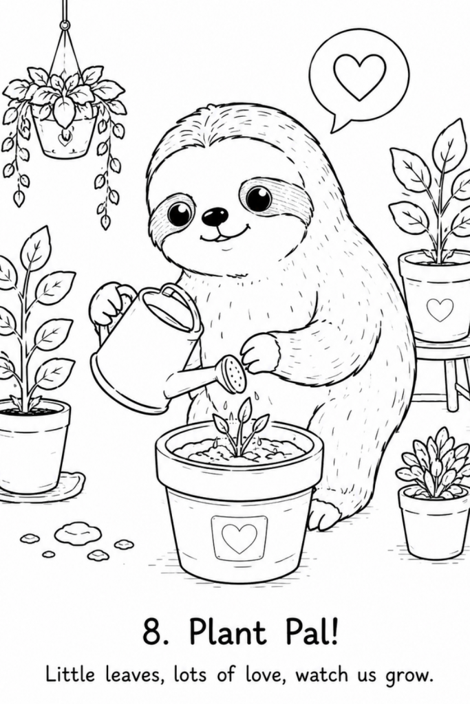 sloth colouring image