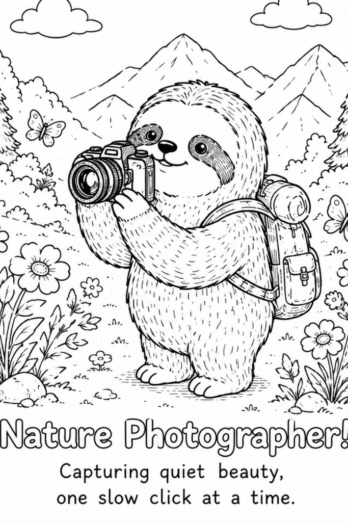 sloth colouring page (2)