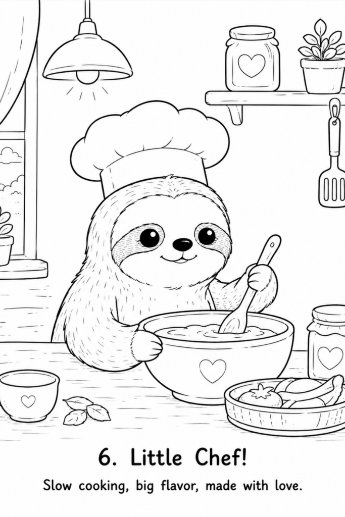 sloth colouring page