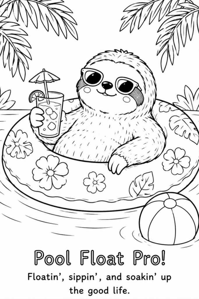sloth colouring pages for kids