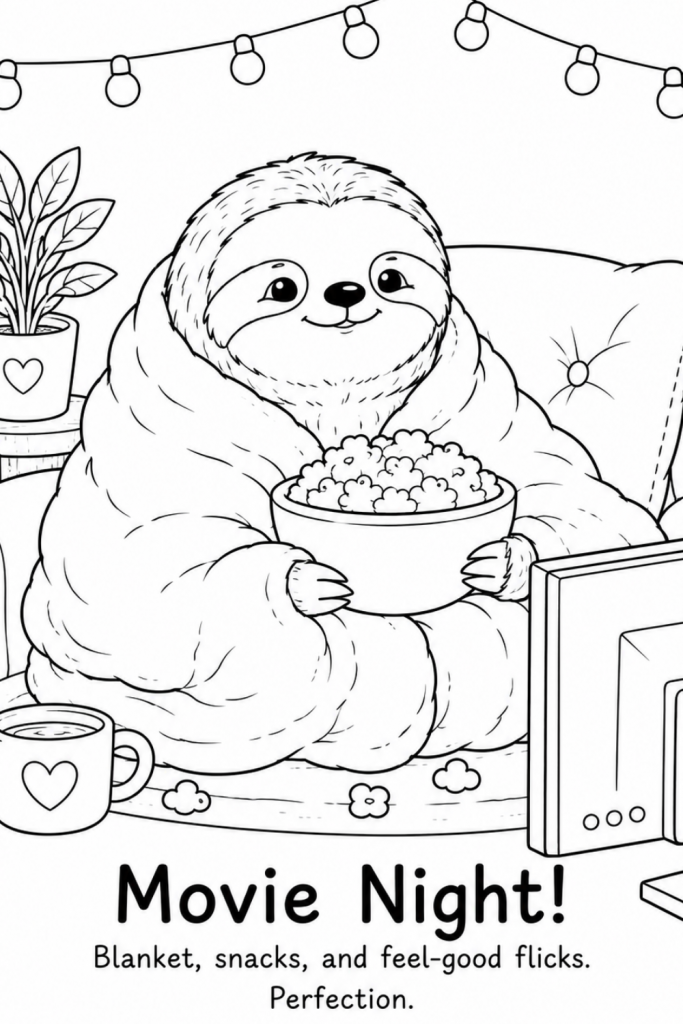 sloth colouring picture