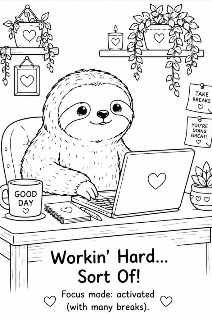 sloth colouring sheet (2)