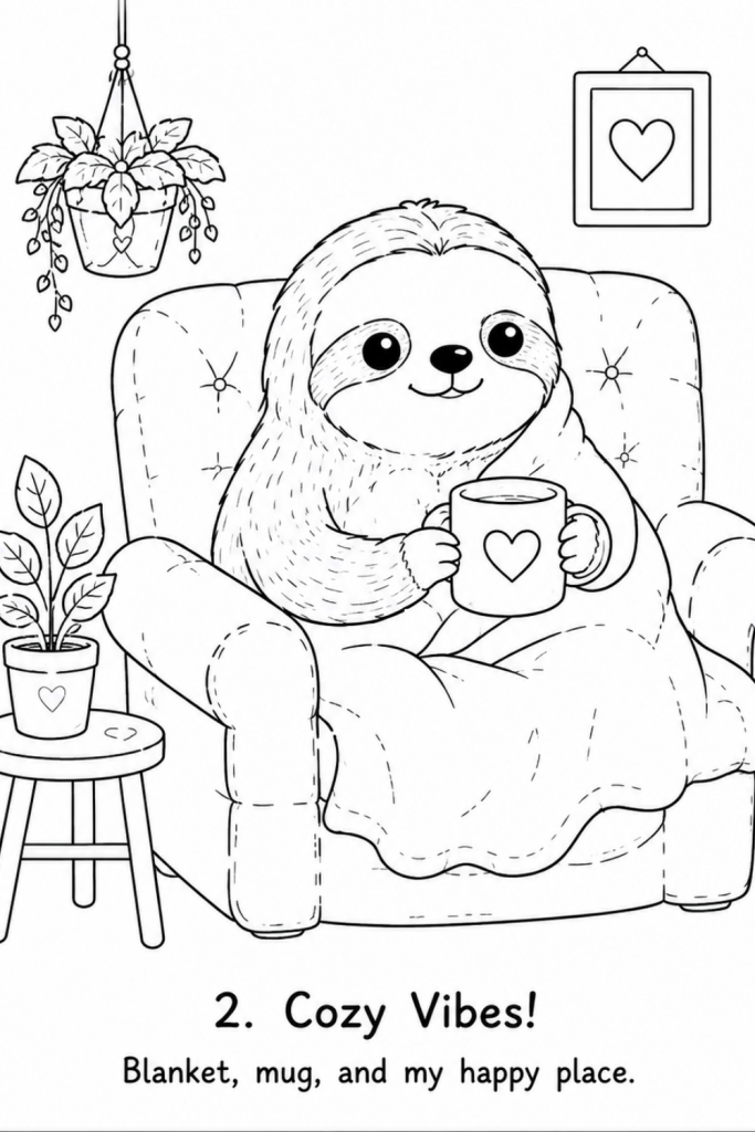 sloth colouring sheet