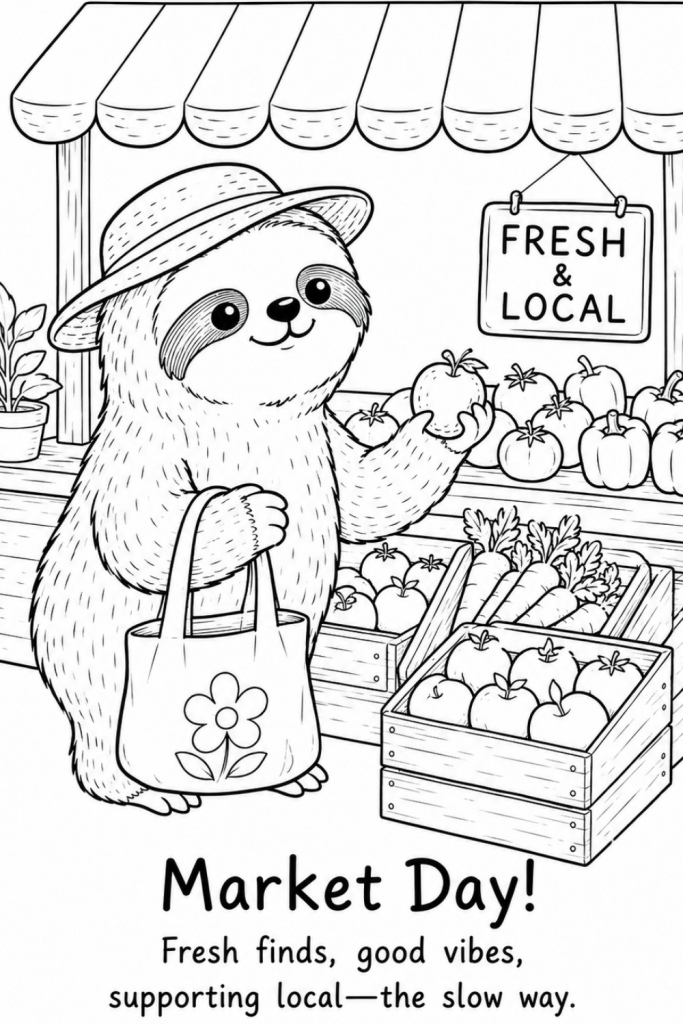 sloth colouring worksheet