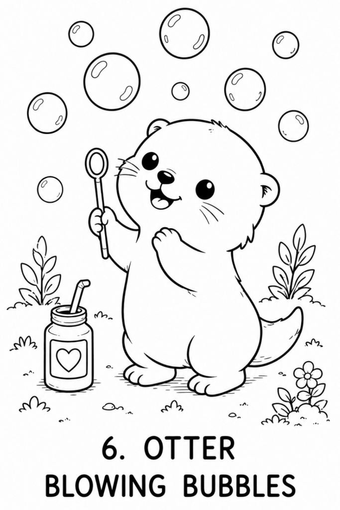 otter colouring pages soap bubble otter