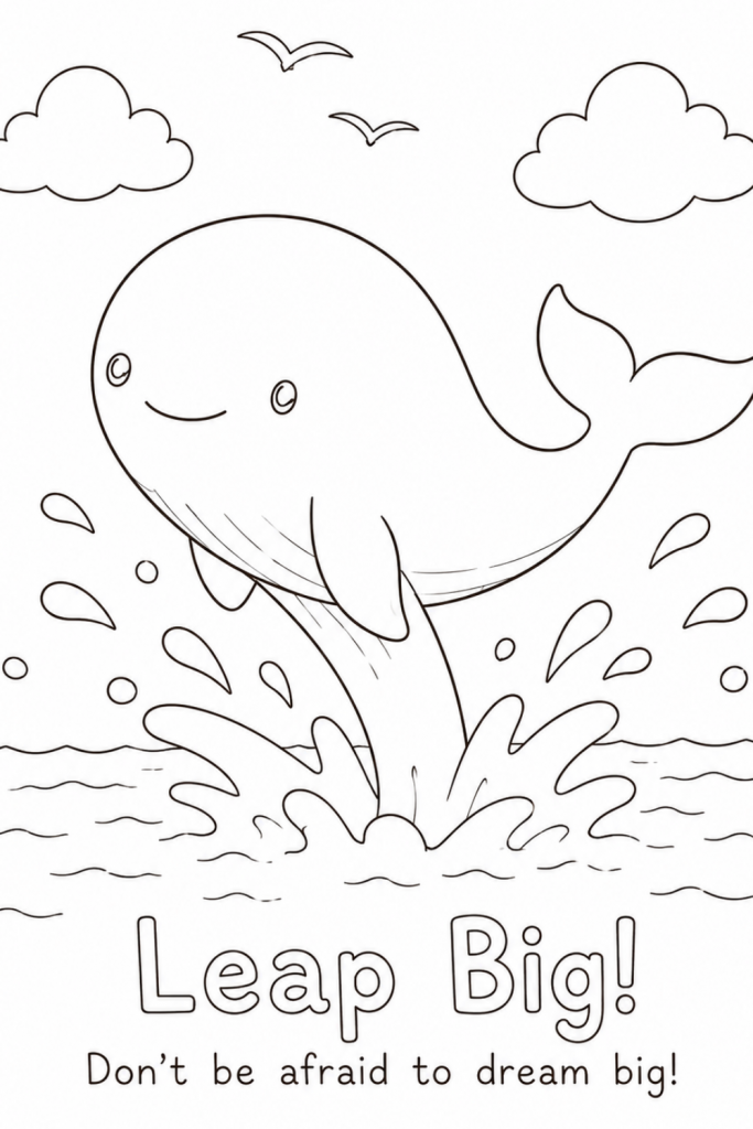 whale colouring image
