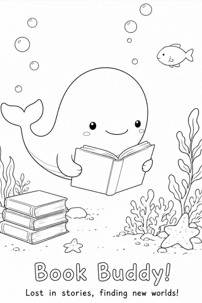 whale colouring pages in