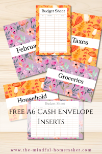 A6 horizontal planner cash insert
